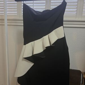 Zara Black and White Strapless Dress